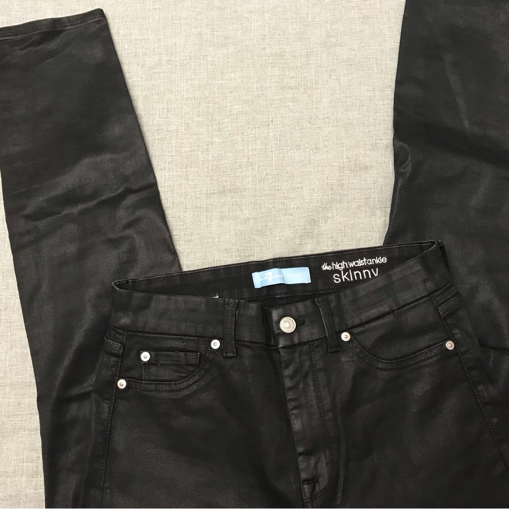 7 For All Mankind b(air) Denim Black Skinny Jeans Sleek Fit